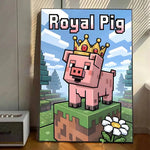 affiches art numériques pixel retro jeu vidéo animaux couleur rose blanc vert bleu gris