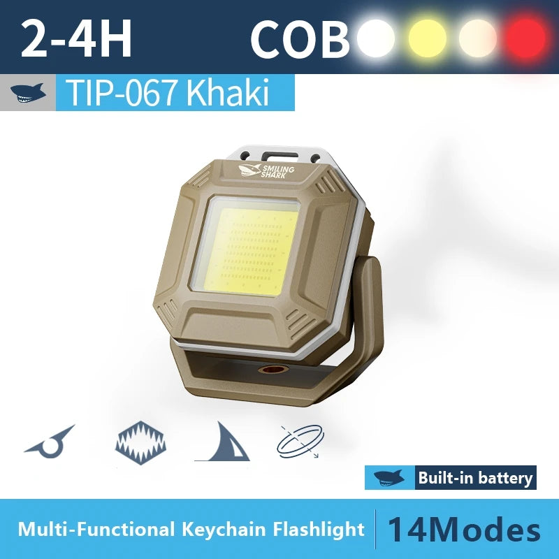 lampe travail rechargeable kaki noir texturée robuste industrielle pliable aimant stroboscope multiple couleurs