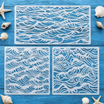 tampons peinture motif vagues moderne adhésif blanc décoration murale diy tissu bois