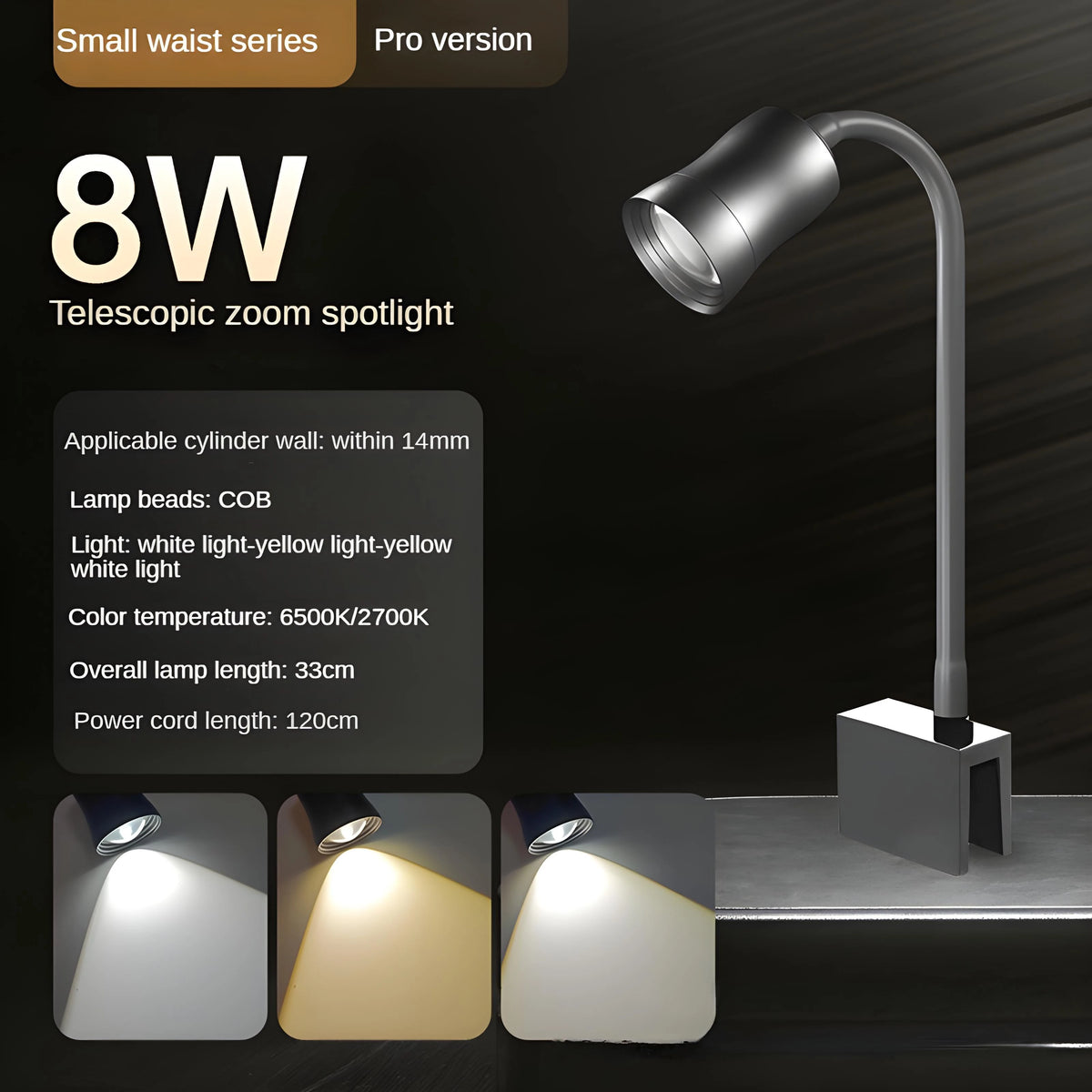 lampe poche argentée moderne 17watts 210v 240v base carrée câble noir variable focus