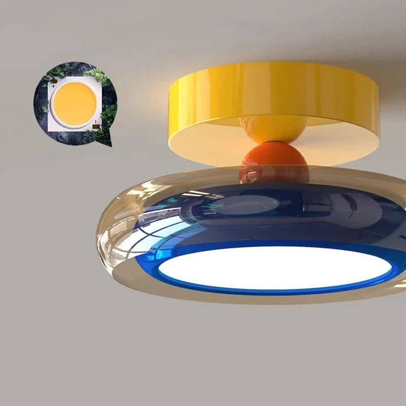 lampe moderne couleur jaune bleu orange verre transparent led chambre enfant deco maison