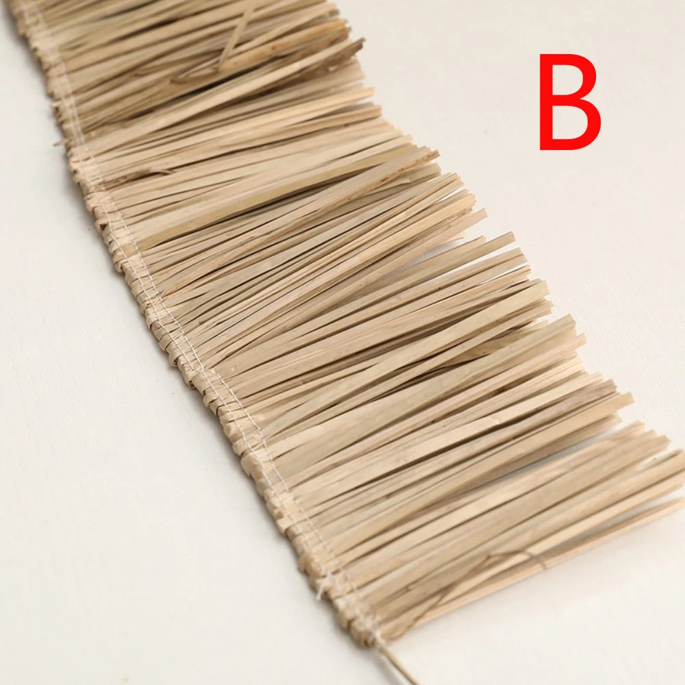 décoration murale bohème franges paille naturelle rustique circulaire bande texturée