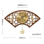 horloge murale chinoise traditionnelle asiatique ventilateur cerf floral marron doré salon