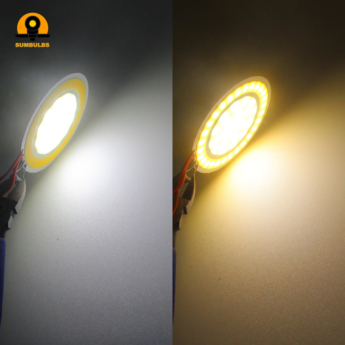 lampe led double couleur blanc jaune moderne 82mm rond 12v 4w certifiée