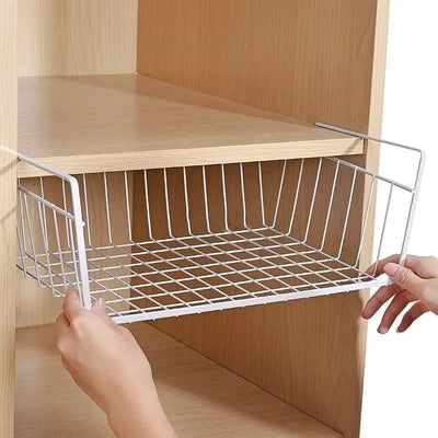 Panier suspendu en métal rose pour rangement cuisine