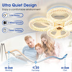 ventilateur plafonnier moderne blanc strass télécommande led vitesses minuterie lumières