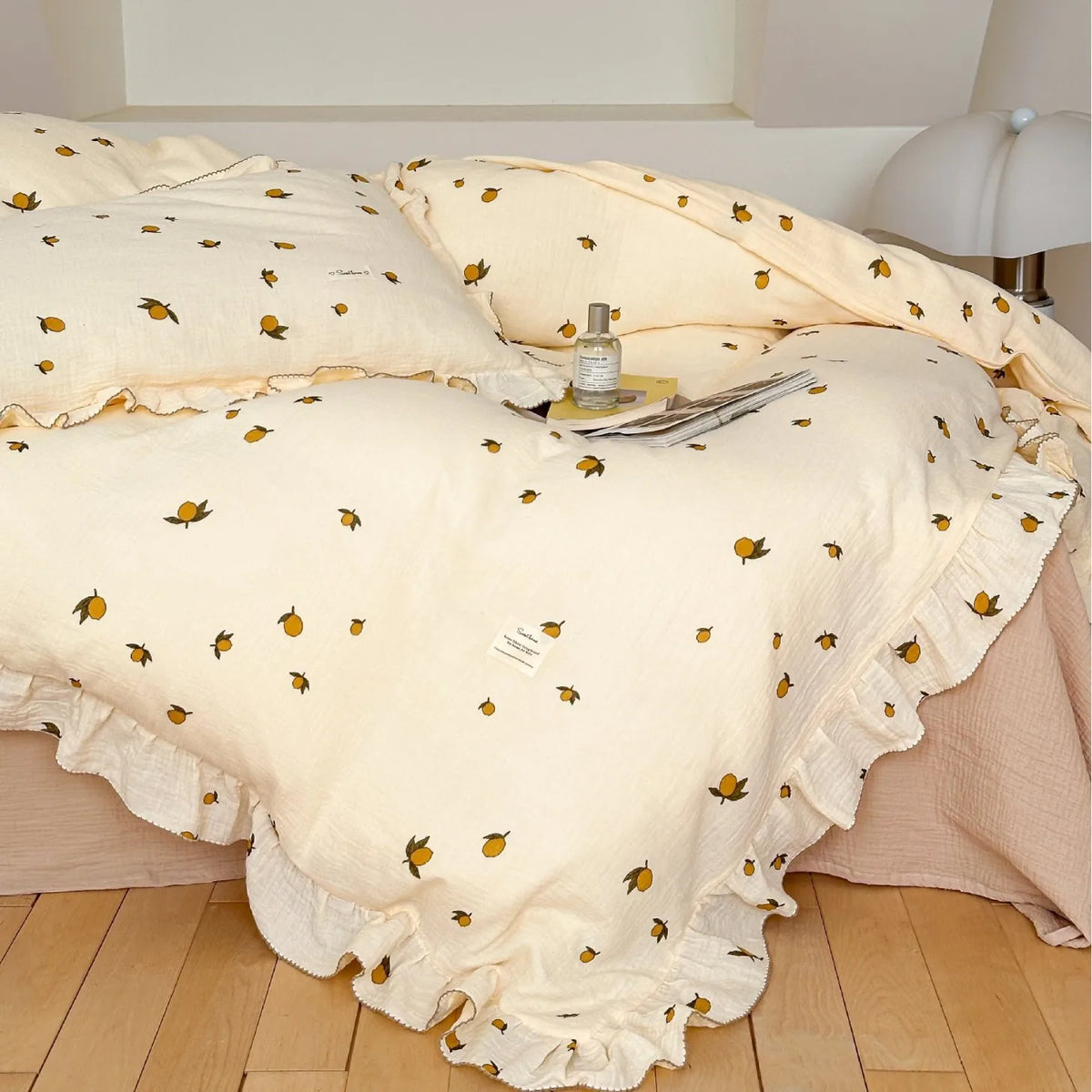 Housse de couette beige avec coussins assortis