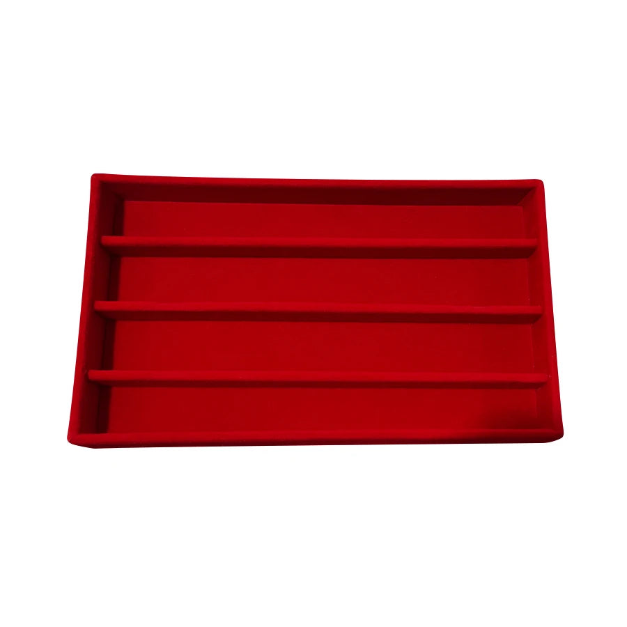 boîte bijoux velours rouge moderne plateau 21cm colliers boucles doreilles bracelet doré lunettes
