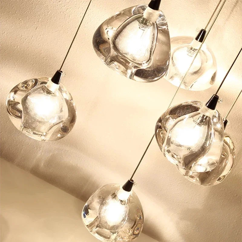 suspension lumineuse led transparente forme organique moderne 249 2000 lumens