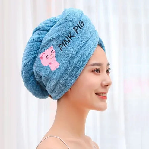 serviette capuche chats absorbante microfibre bleu clair rose pâle miroir crème inclusion unique