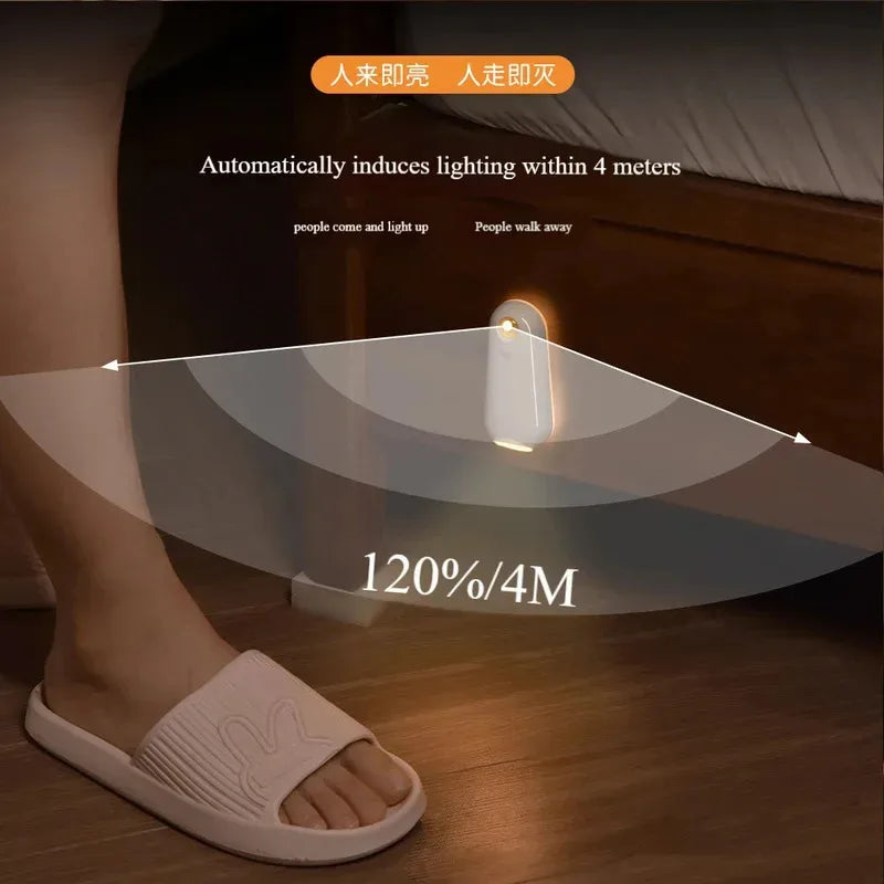 veilleuse lampe nuit led rechargeable capteur mouvement moderne blanc adhésif salle bain couloir