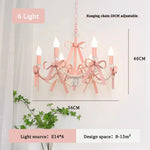 lustre rose clair rubans cristal vintage chic chambre enfant led moderne