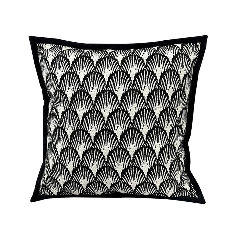 housse coussin décorative carrée motif noir blanc moderne canapé salon maison