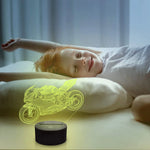 lampe projection 3d moto bleu jaune vert violet orange contour tactile usb télécommande enfants