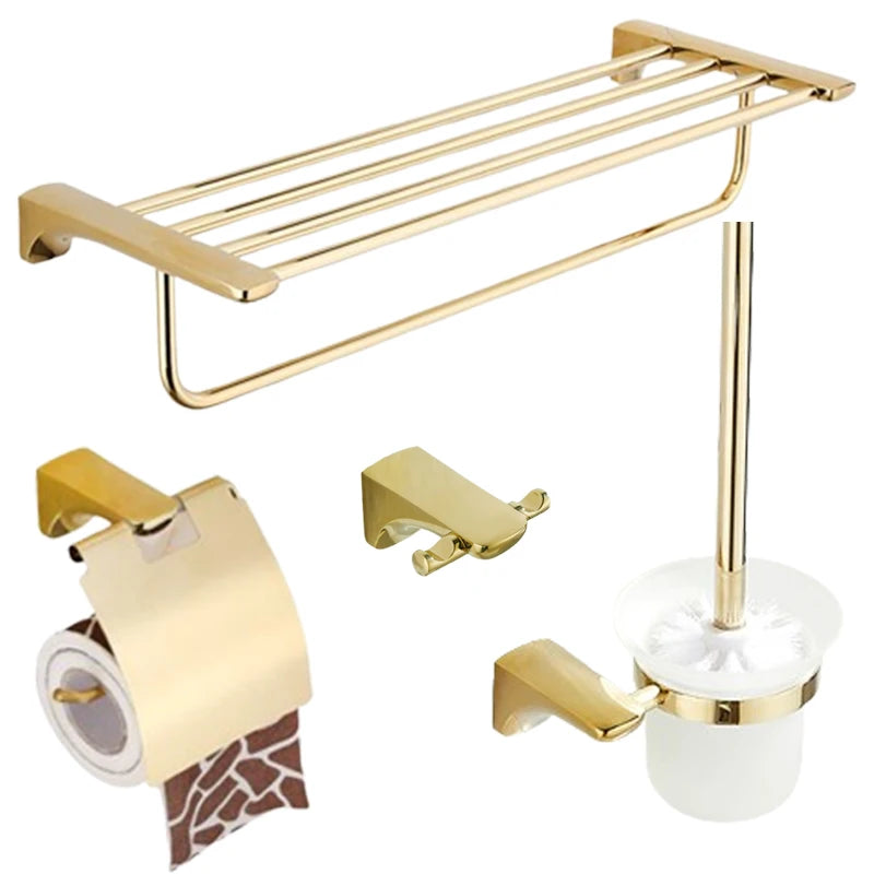 Accessoires salle bain doré moderne porte serviettes support papier toilette brosse wc 60cm