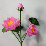 décoration extérieure jardin fleurs artificielles lotus rose blanc LED solaires moderne