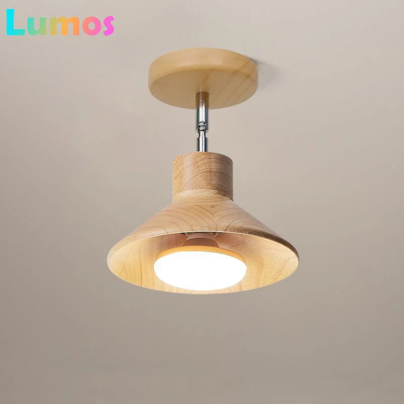 lampe suspendue bois naturel clair texture moderne vis ampoule led éclairage quotidien chambre salon