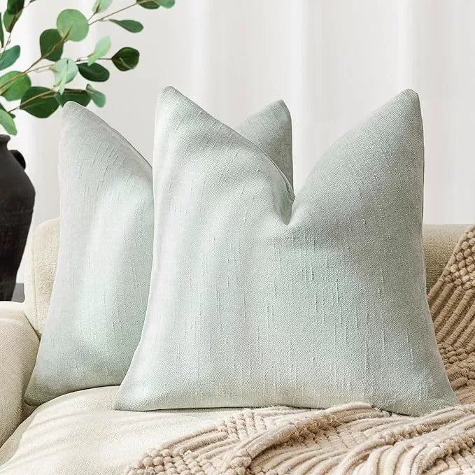 lot housses coussin carrées texture lin moderne garnissage intérieur blanc
