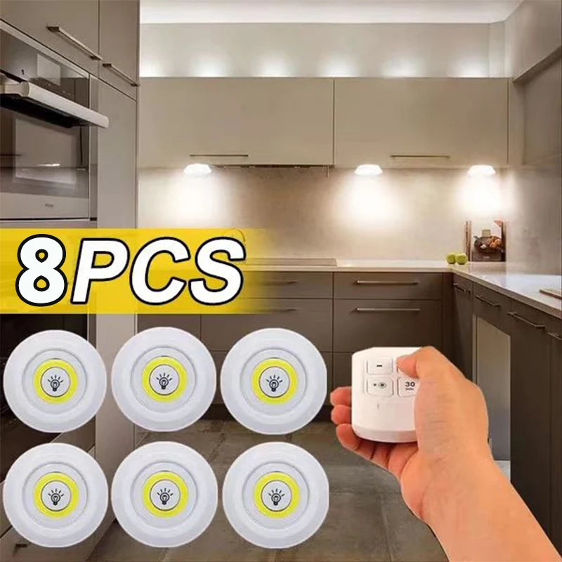 lampe led veilleuse blanc moderne adhésive batterie commandes distante luminosité réglable chambre salle bain