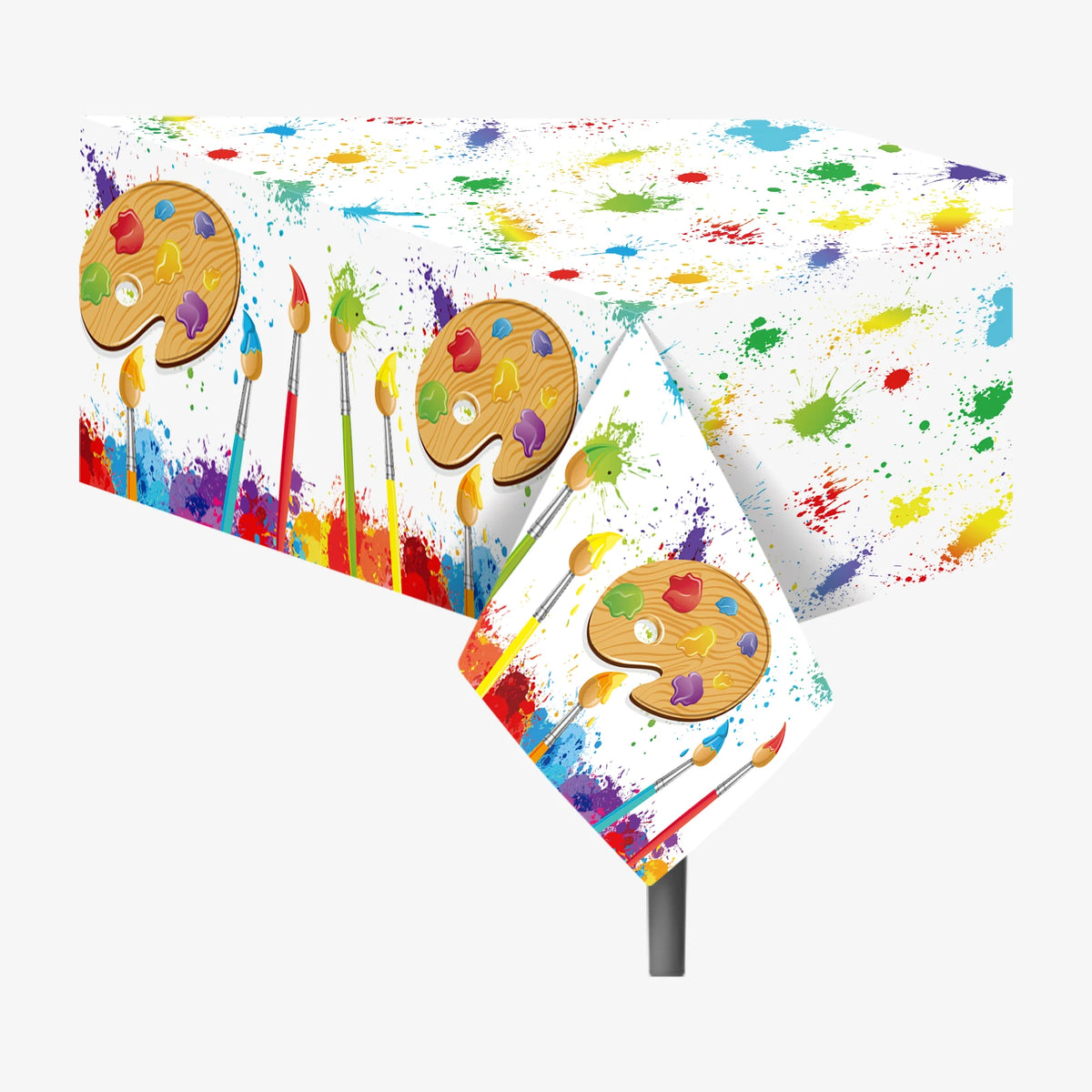 décoration anniversaire palette peinture guirlande ballons happy birthday assiettes gobelets serviettes multicolore festive
