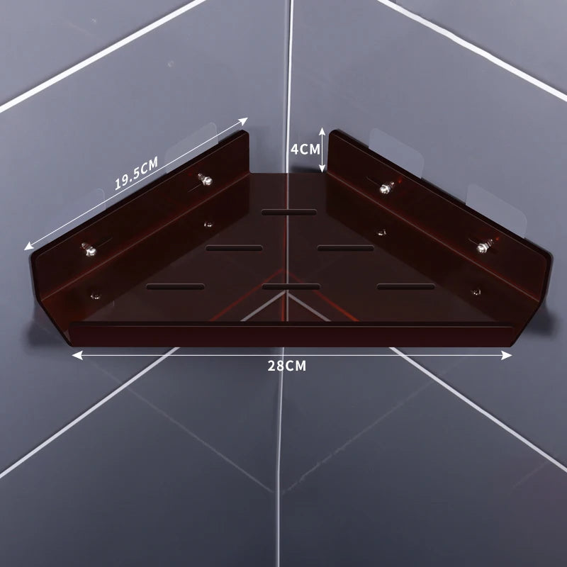 étagère d'angle acrylique marron moderne salle bain respectueuse environnement pièces adaptable adhésifs