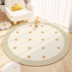tapis rond moderne rayures horizontales bleu clair jaune clair beige vert clair polyester anti