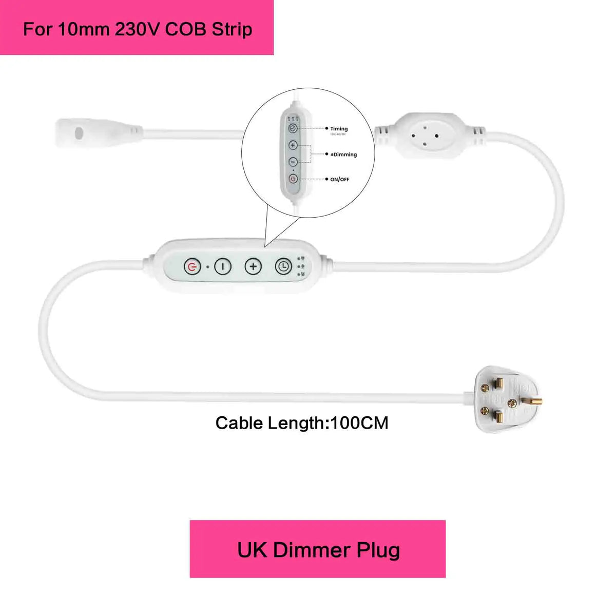 adaptateur led commutateur atténuation blanc moderne câble puissance 100cm prises eu uk us