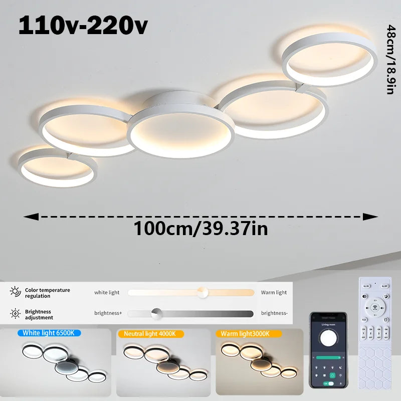 plafonnier led blanc moderne télécommande nuances lumière minimaliste couleursgradable bluetooth