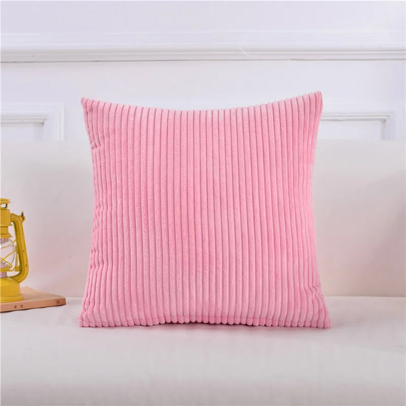 housse coussin carré peluche rayées moderne blanc bleu rouge vert gris rose