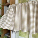 rideau rustique beige carreaux petite taille opacité cuisine fenetre polyester