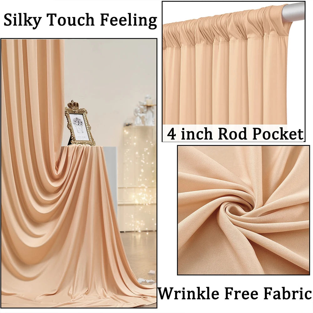 rideau polyester uni beige vert blanc moderne poignées extérieure opaque 5x8FT