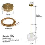 suspension lumineuse moderne transparente dorée brillante scandinave câble électrique fixée