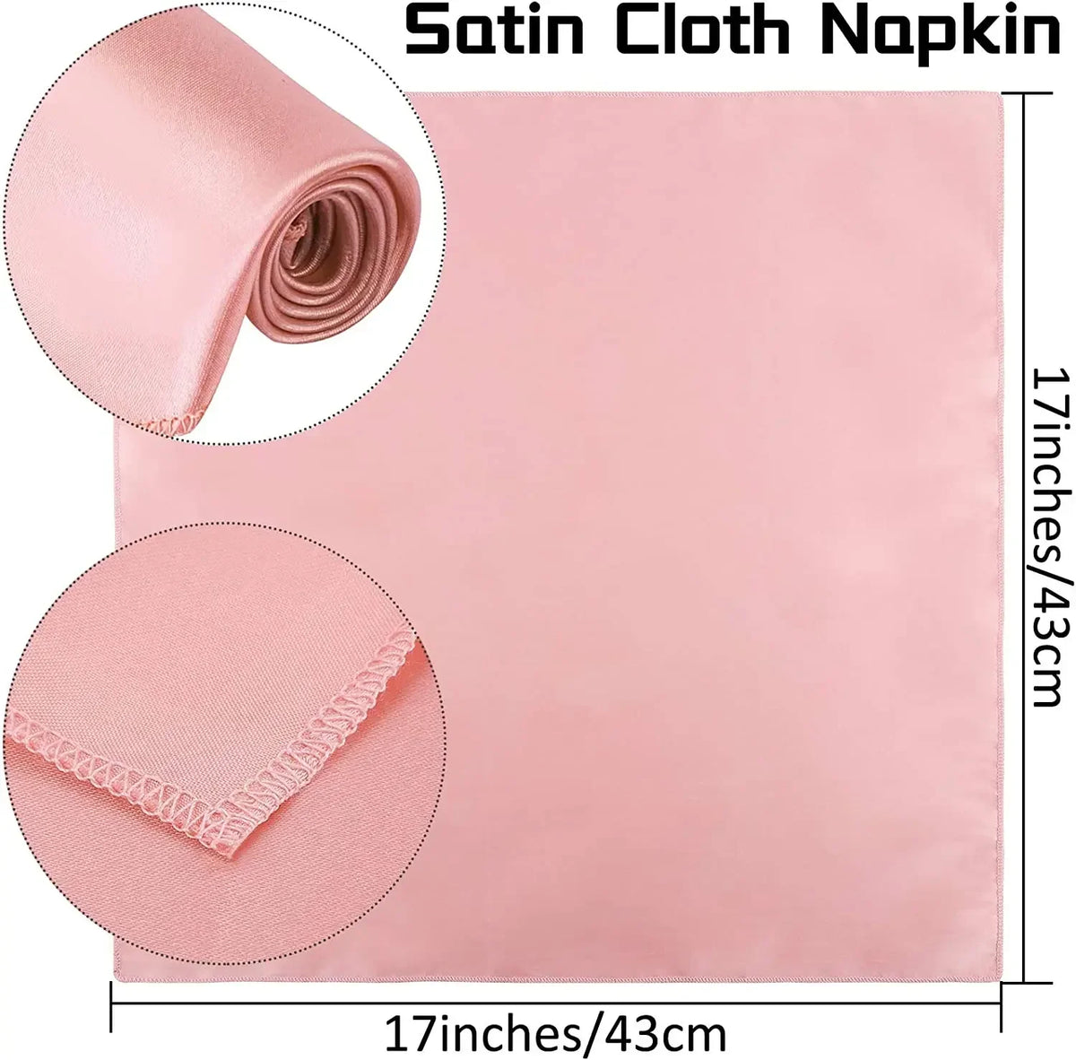 serviettes satin rose pâle classiques 43x43cm table mariage fête maison restaurant