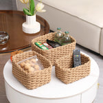 paniers rangement tissés rustiques blanc beige réutilisables stockage organisation