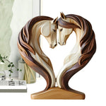 statue chevaux bois texture marron beige salon décoration artisanat moderne chambre accueil