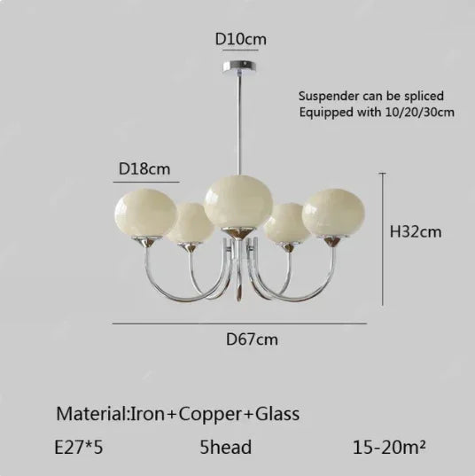 lustre moderne rose doré sphères brillantes opalescent semi encastré led