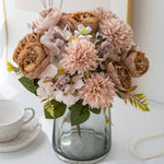 bouquet fleurs artificielles rose blanches mariage décoration intérieure moderne élégant anniversaire baby shower