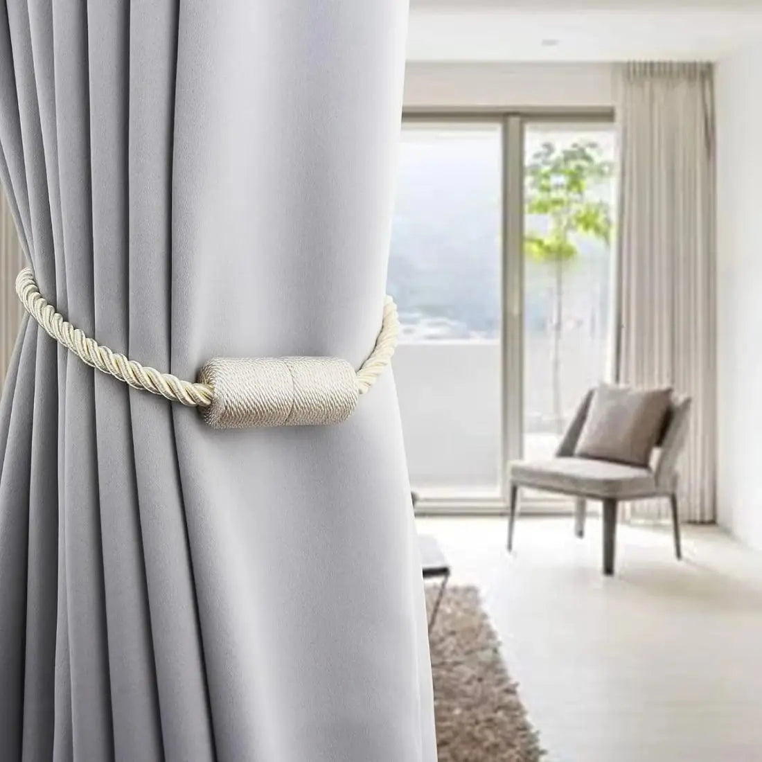 anneaux rideau tissu chanvre beige modernes fixations vis 12.7cm 50cmextérieur décoration robustes élégants
