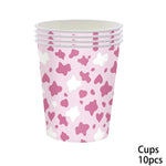 assiettes jetables vache rose anniversaire coeurs happy birthday serviettes fourchettes gobelets guirlande thème vache