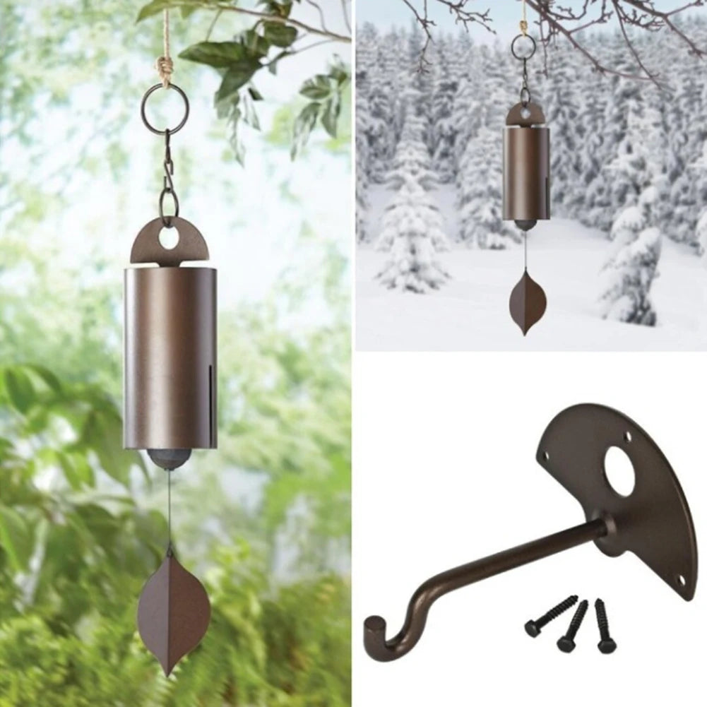 sonaille éolienne cloche vent marron feuille verte rustique nature minimalisteextérieur forêt lac neige
