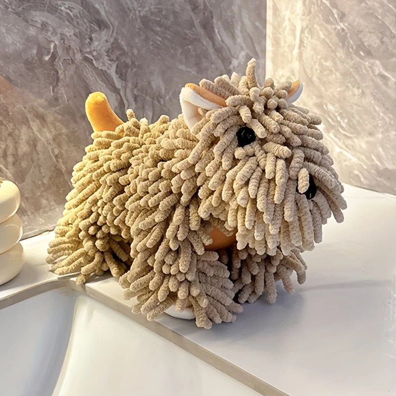 serviette éponge animale bleu rose beige gris peluche adhésive mignonne créative simple