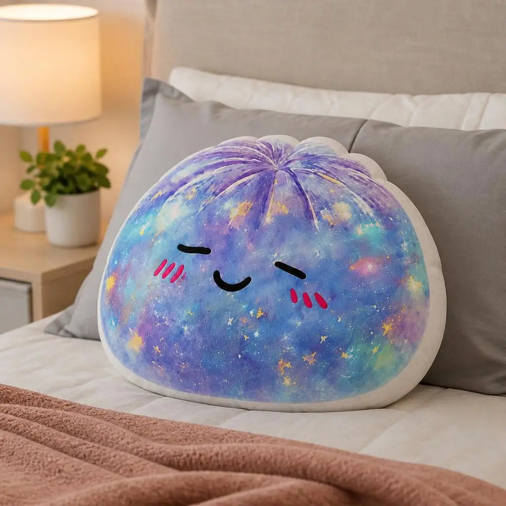 coussin kawaii étoiles galaxie violet bleu blanc jaune coussin décoratif maison chambre canapé rempli