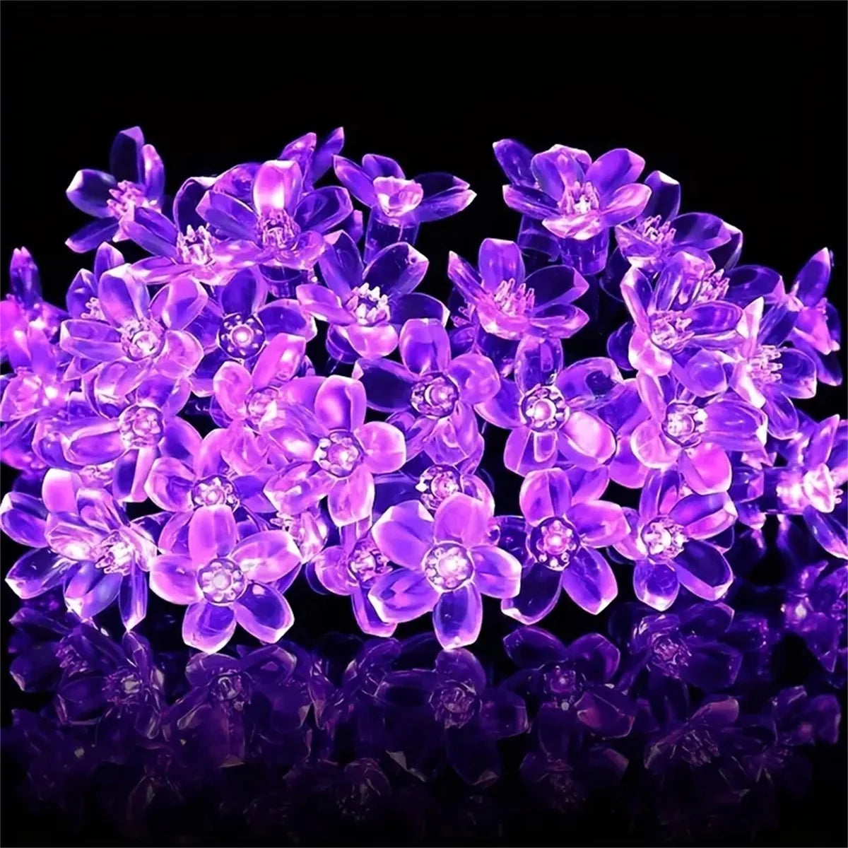 guirlande fleurs LED violet rose solaire flexible décoration féeriqueextérieur jardin vacances modes éclairage