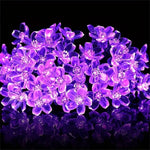 guirlande fleurs LED violet rose solaire flexible décoration féeriqueextérieur jardin vacances modes éclairage