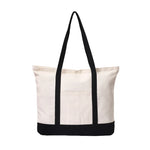 sac main toile beige uni casual bandoulière poches réutilisable grande capacité