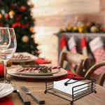 porte serviettes support moderne noir structure métallique lisse roulettes serviettes blanches cuisine restaurant