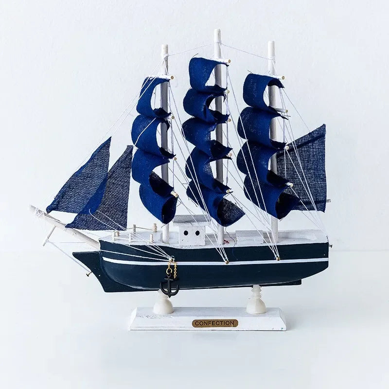bateau voile bois bleu blanc rayures classique décoration maison ornement anniversaire