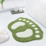 tapis bain empreinte pieds vert rose marron gris texture poilue granuleuse antidérapant machine lavable