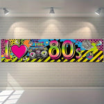 bannière graphique années 80 multicolore pop art graffiti clips disco vintage événementiel festive