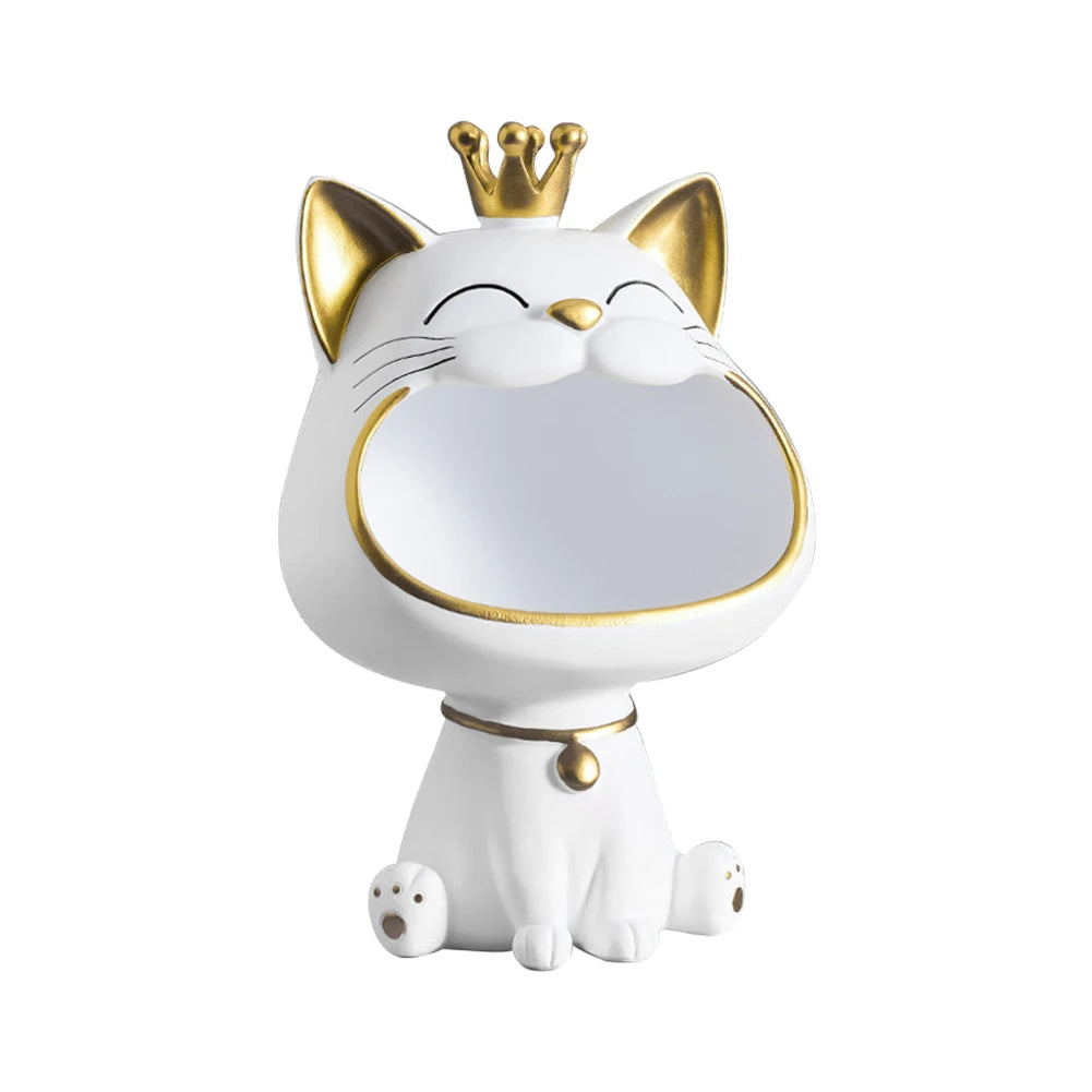 porte clés bijoux chat couronne moderne noir rouge blanc souriant opacité